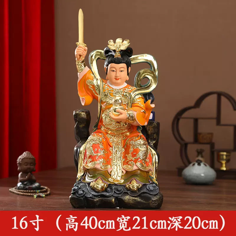 九天玄女神像 - 坐九天玄女娘娘佛像 - 樹脂彩繪供奉擺件 -16寸高40CM*寬21CM*深20CM